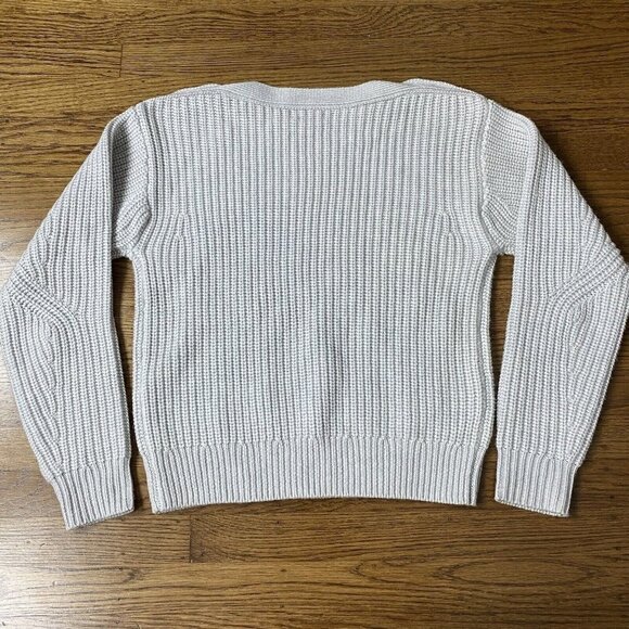 Aritzia Wilfred Calmont Sweater 100% Merino Wool Grey Ribbed Boatneck - Picture 3 of 12